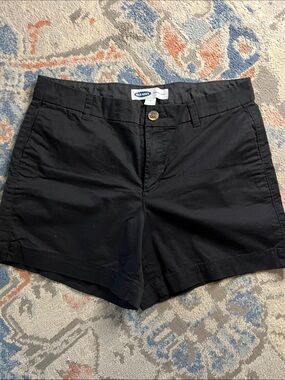 Old Navy Everyday Black Mid-Rise Cotton Blend Shorts